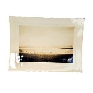 Vtg Pacific Ocean View Original Monochrome Photography 1940s Found Snapshot